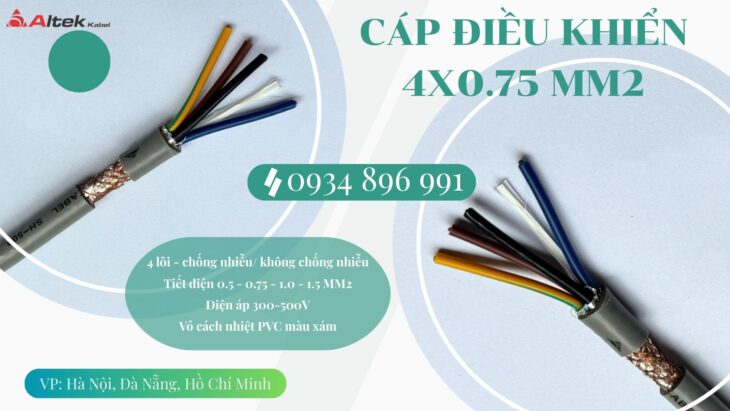 Cáp Điều Khiển 4×0.75 mm² Sẵn Đà Nẵng, Hồ Chí Minh, Hà Nội