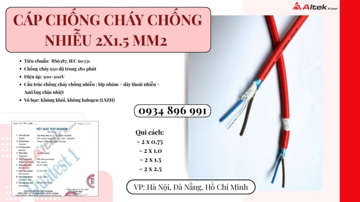 Cáp Chống Cháy Chống Nhiễu 2×1.5 Mm2 Giao Nhanh Thanh Hóa, Nghệ An, Hà Tĩnh.