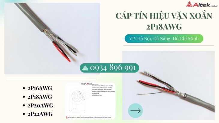 Cáp tín hiệu vặn xoắn 2 Pair 18 AWG – Phân phối Khánh Hòa, Phú Yên, Ninh Thuận