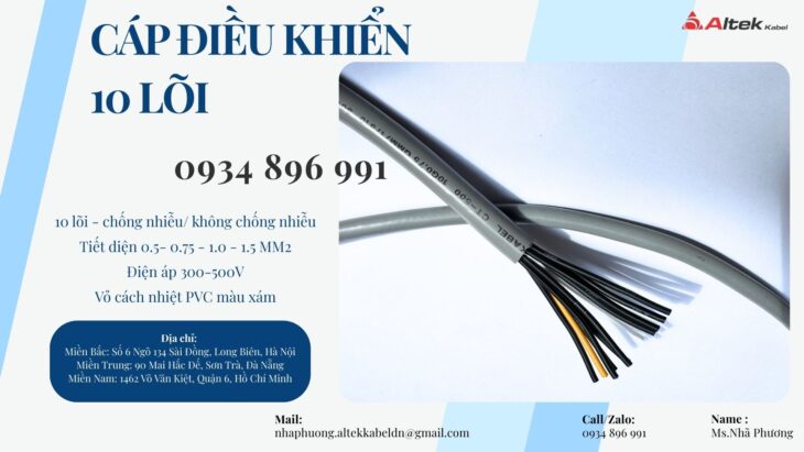 Cáp Điều Khiển 10×0.5 Mm2 Giao Ngay Hà Nội, Hưng Yên, Bắc Ninh