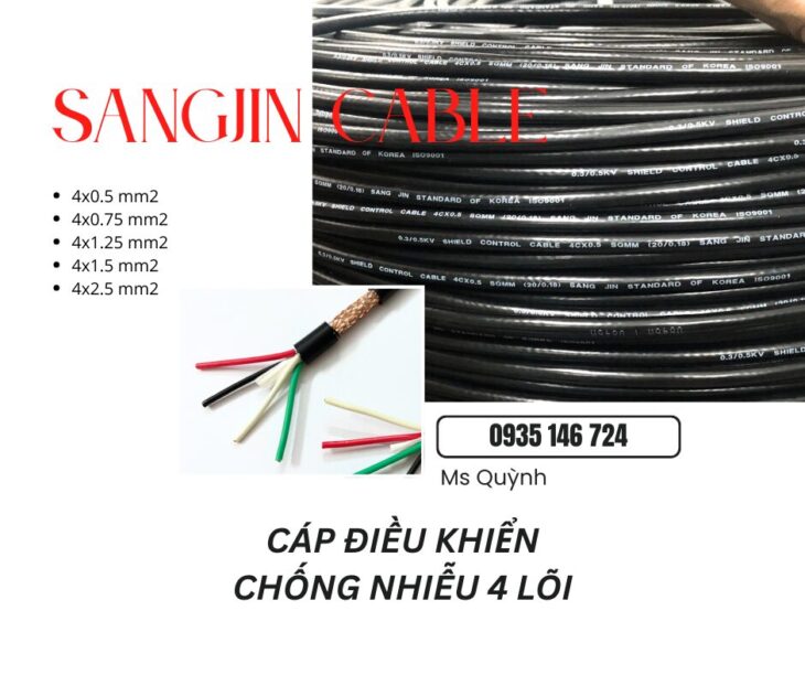 Cáp Sangjin 4×0.5, 4×0.75, 4×1.25 lõi đồng Sài Gòn
