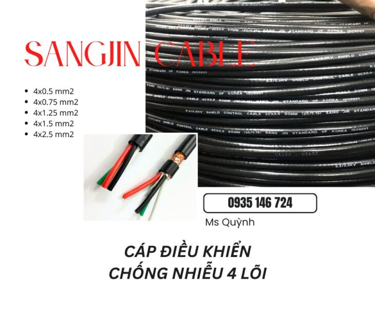 Cáp Sangjin 4×0.5, 4×0.75, 4×1.25 lõi đồng Sài Gòn