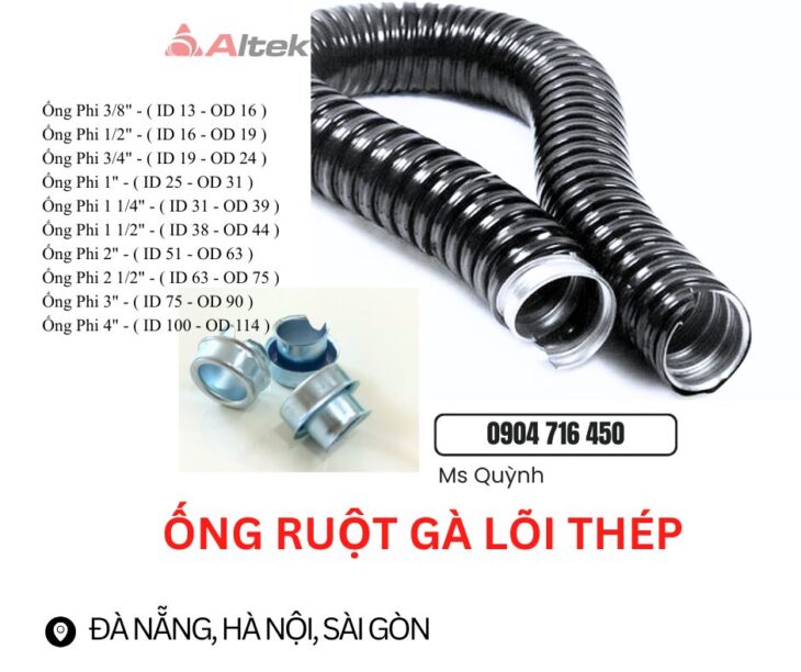 Ống ruột gà lõi thép D16,D20,D25,D32 Đà Nẵng, Hà Nội, Sài Gòn