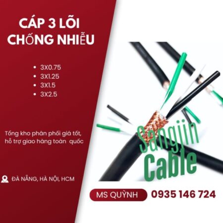 Cáp sangjin 3×0.5, 3×0.75, 3×1.25, 3×1.5, 3×2.5