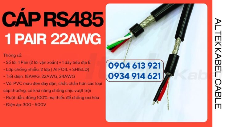 Cáp truyền thông RS485 vặn xoắn chống nhiễu Altek Kabel 1 pair 18AWG