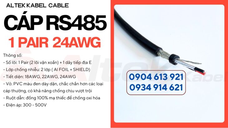 Cáp truyền thông RS485 vặn xoắn chống nhiễu Altek Kabel 1 pair 18AWG