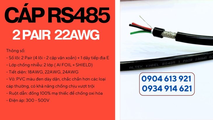 Cáp truyền thông RS485 vặn xoắn chống nhiễu Altek Kabel 1 pair 18AWG