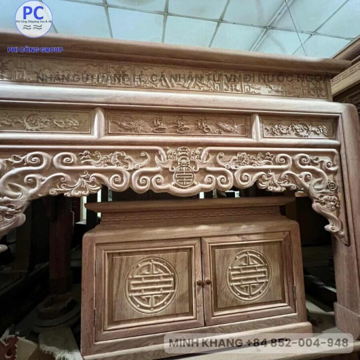 GỬI ĐỒ TỦ THỜ, BÀN GHẾ GỖ ĐI QUỐC TẾ