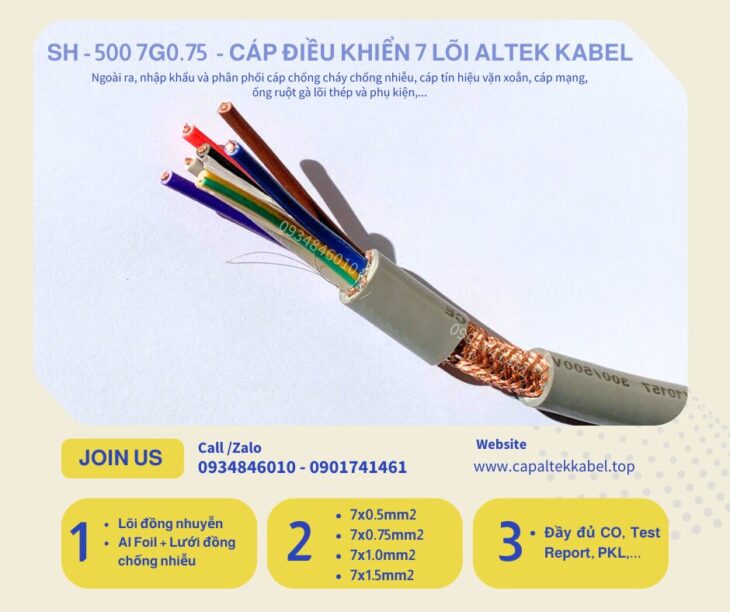 Đà Nẵng phân phối cáp điều khiển chống nhiễu 7×0.75
