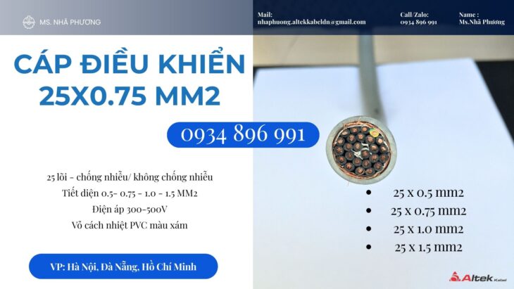 Cáp Điều Khiển Chống Nhiễu 25×0.75 Phân Phối Long An, Bình Dương, Cần Thơ