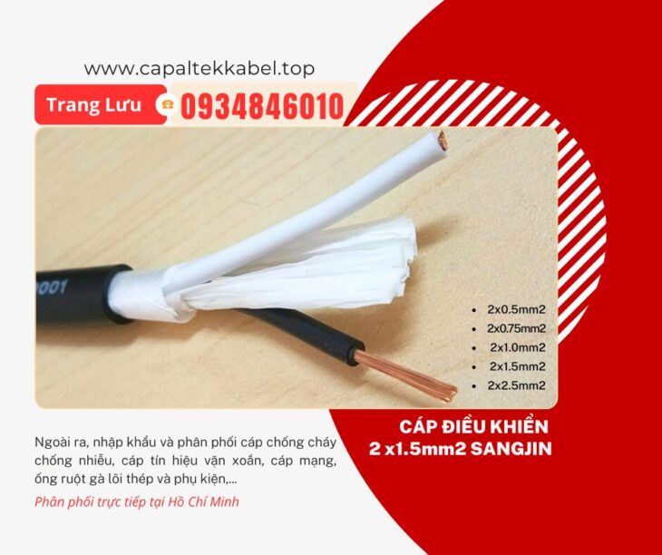 Cáp điều khiển Sangjin 2×1.5 Hồ Chí Minh, Bình Dương, Đồng Nai