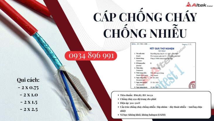 Cáp Chống Cháy Chống Nhiễu 2×1.5 Mm2 Sẵn Đà Nẵng, Hồ Chí Minh, Hà Nội