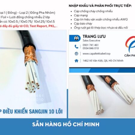 Cáp điều khiển Sangjin 10 lõi có sẵn Hồ Chí Minh, Bình Dương, Đồng Nai