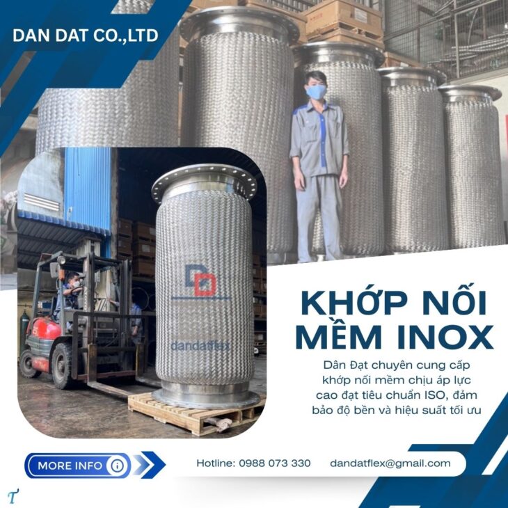 Khớp nối mềm nối bích, khớp nối mềm inox chịu nhiệt, khớp nối chống rung nối bích, khớp nối ống mềm