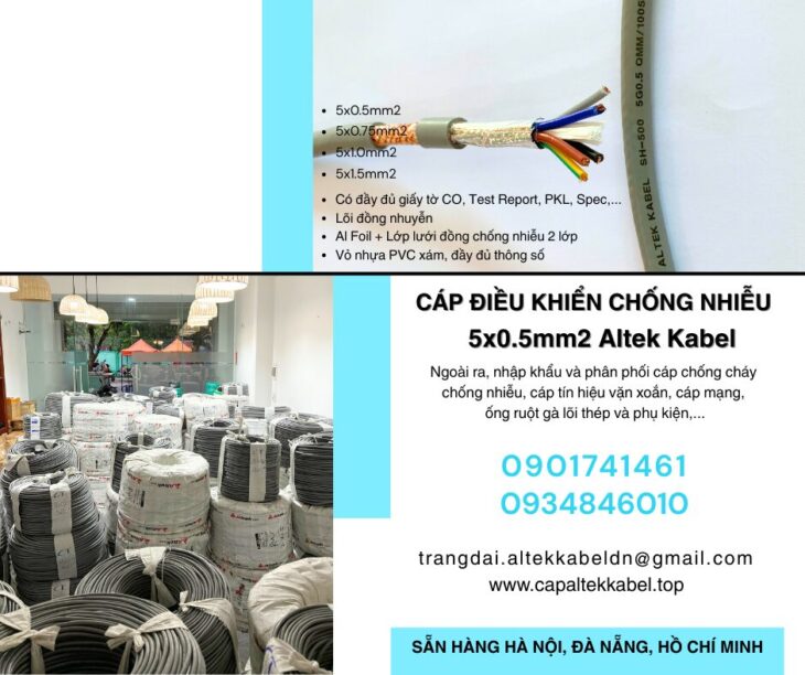 Cáp điều khiển RVVP/ CXV- SC 5×0.5 Altek Kabel sẵn Đà Nẵng, Hà Nội