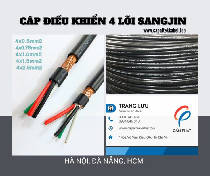 Cáp điều khiển Sangjin 4 lõi có sẵn Hồ Chí Minh, Vũng Tàu, Khánh Hòa