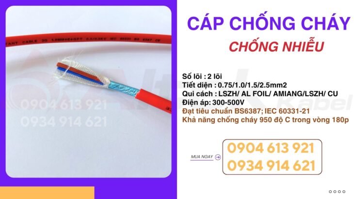 Cáp FR 2×1.0mm2 Altek Kabel – chống cháy chống nhiễu