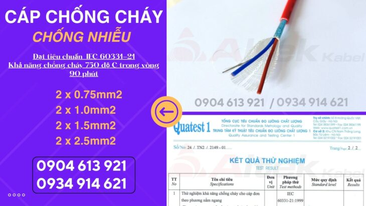 Cáp FR 2×1.0mm2 Altek Kabel – chống cháy chống nhiễu