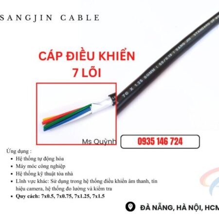 Cáp sangjin 7×0.5, 7×0.75, 7×1.25, 7×1.5 Sài Gòn, hồ Chí Minh, Bình Dương