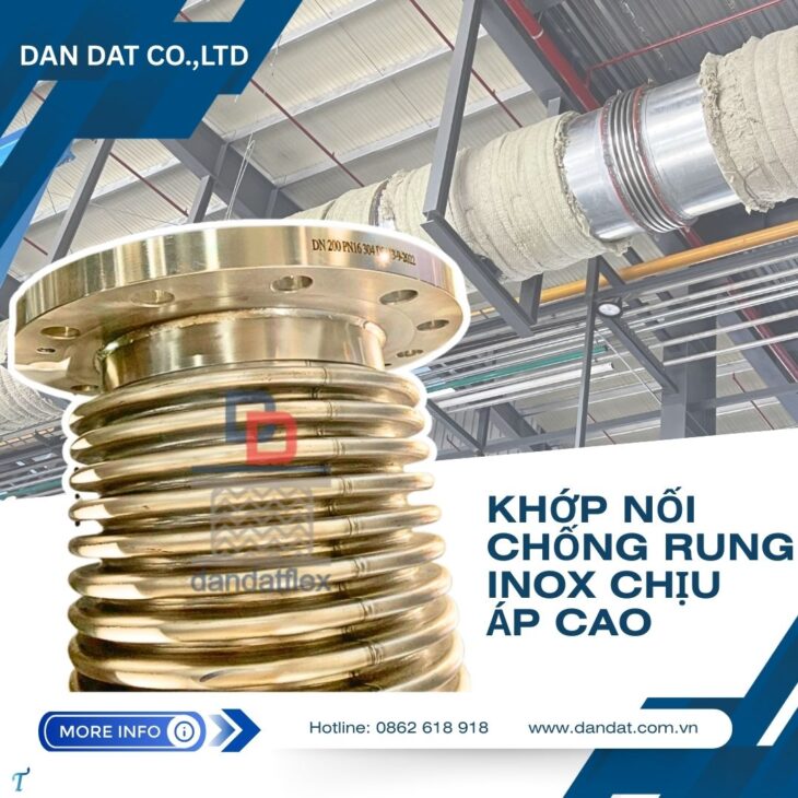 Khớp nối mềm nối bích, khớp nối mềm inox chịu nhiệt, khớp nối chống rung nối bích, khớp nối ống mềm