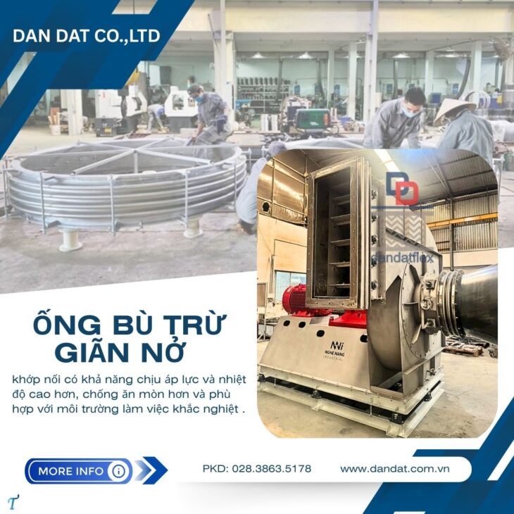 Khớp nối mềm vải chống cháy, khớp nối mềm cho quạt cách nhiệt, khớp nối mềm chống rung inox nối bích