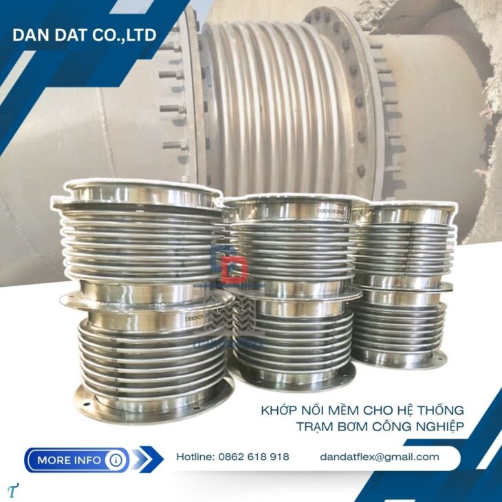 Khớp nối mềm nối bích, khớp nối mềm inox chịu nhiệt, khớp nối chống rung nối bích, khớp nối ống mềm