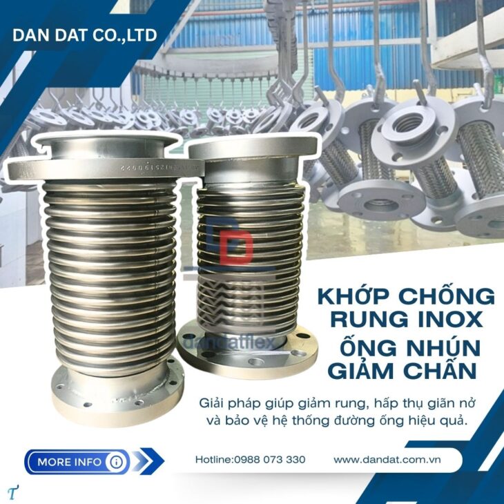 Khớp nối mềm nối bích, khớp nối mềm inox chịu nhiệt, khớp nối chống rung nối bích, khớp nối ống mềm