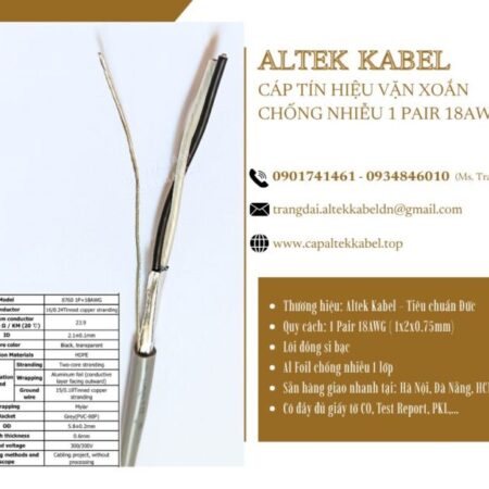 Cáp tín hiệu vặn xoắn chống nhiễu 18AWG 1 pair, 2 pair, 3 pair, 4 pair