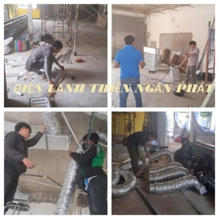 Lắp đặt máy lạnh giấu trần nối ống gió cho nhà xưởng tại Long An Lắp đặt máy lạnh giấu trần nối ống gió cho nhà xưởng tại Long An
