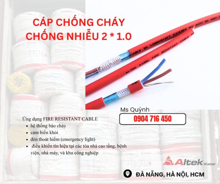 Dây cáp báo cháy,cáp chống cháy 2×1.0 FR Altek Kabel