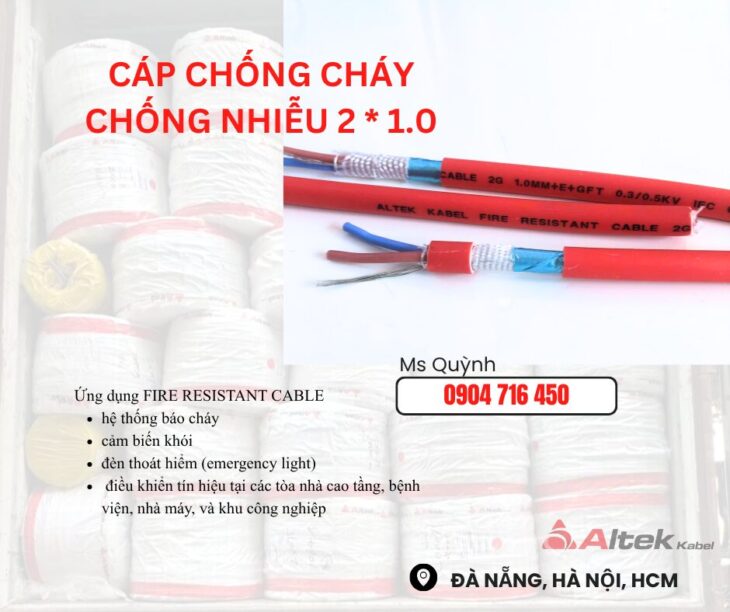 Dây cáp báo cháy,cáp chống cháy 2×1.0 FR Altek Kabel