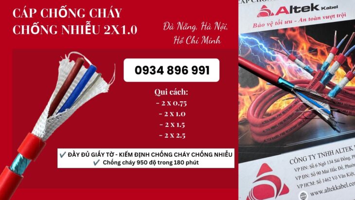 Cáp chống cháy chống nhiễu 2×1.0mm² Altek Kabel – Sẵn kho Hồ Chí Minh, Bình Thuận