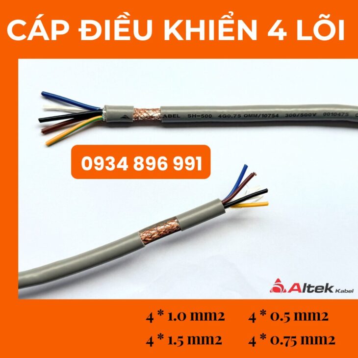 Cáp tín hiệu 4 lõi giá rẻ tại Khánh Hòa, Bình Định, Gia Lai | Miễn phí vận chuyển