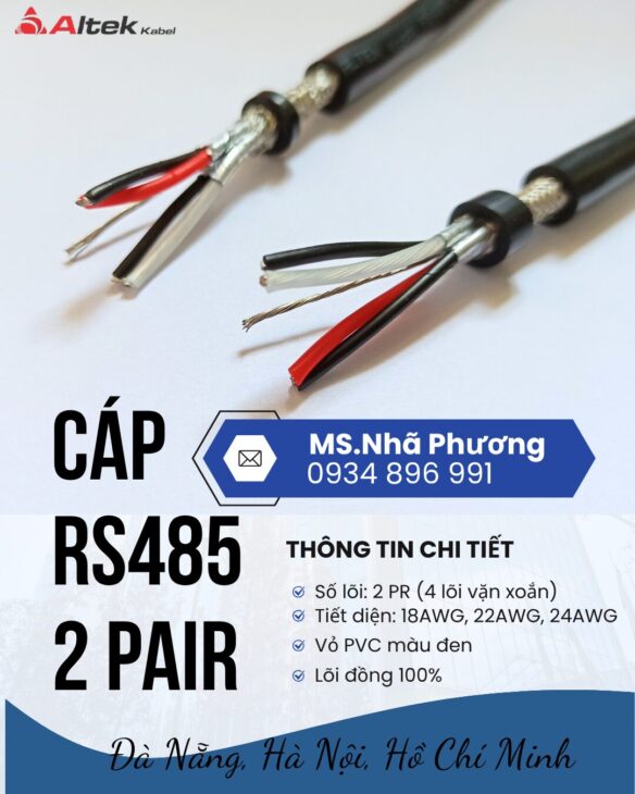 Cáp Tín Hiệu RS485 2 Pair 18 AWG Hồ Chí Minh, Bình Dương, Long An – Lõi Đồng 100%