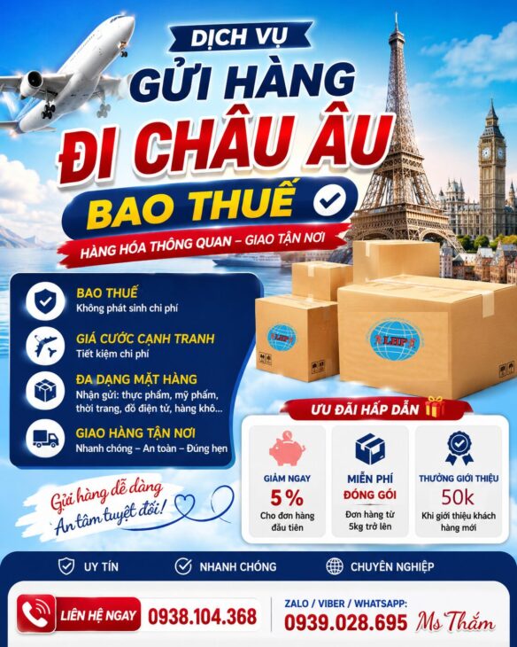 GỬI HÀNG ĐI CHÂU ÂU BAO THUẾ – GIAO HÀNG TẬN NHÀ