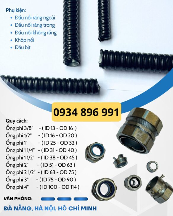 Ống Kẽm Bọc Thép Phi 16 – Đầy Đủ Phụ Kiện – Sẵn Kho Đà Nẵng, Hà Nội, TP.HCM
