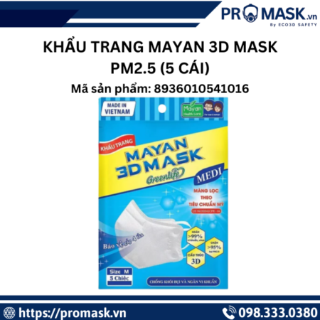 Khẩu trang Mayan 3D Mask PM2.5 (5 cái) – Bảo vệ hô hấp hiệu quả