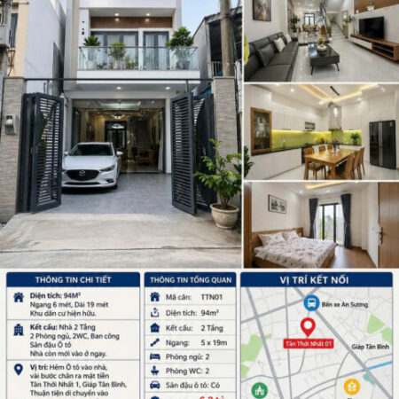 🚘🏡 HÀNG HIẾM TÂN THỚI NHẤT – NHÀ 2 TẦNG – NGANG 6M 🔥