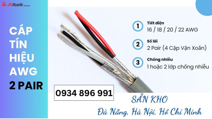 Cáp Tín Hiệu Vặn Xoắn Altek Kabel 2 Pair 22 AWG – tại Huế, Đà Nãng