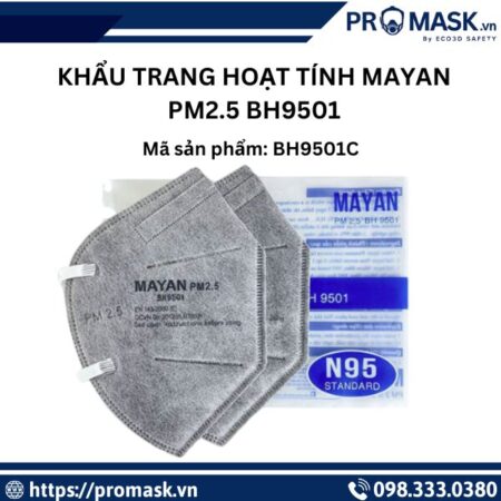 Khẩu trang than hoạt tính Mayan PM2.5 BH9501 (2 cái) – Lọc bụi mịn, kháng khuẩn hiệu quả