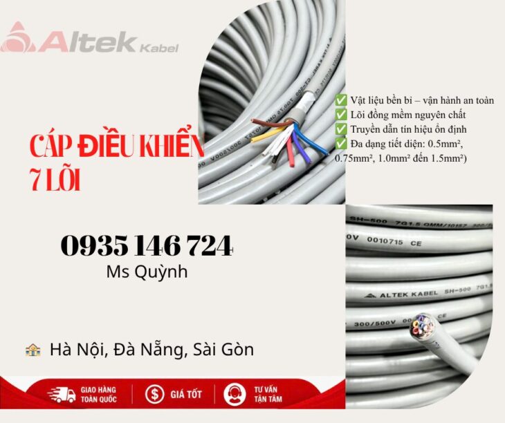 Cáp điều khiển 7×0.5, 7x.10, 7×0.75 Altek Kabel