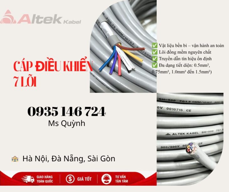 Cáp điều khiển 7×0.5, 7x.10, 7×0.75 Altek Kabel