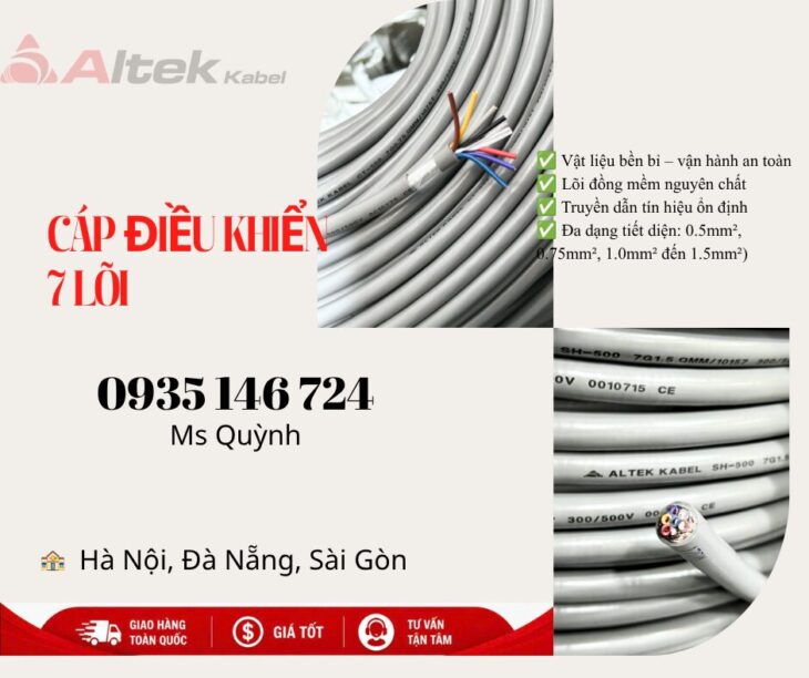 Cáp điều khiển 7×0.5, 7x.10, 7×0.75 Altek Kabel