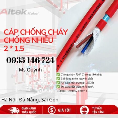 Cáp chống cháy chống nhiễu Altek Kabel 2×1.5 180 phút