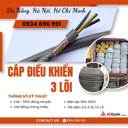 Cáp Điều Khiển 3×1.0mm² Chống Nhiễu Tại HCM, Bình Dương, Long An Cáp Điều Khiển 3×1.0mm² Chống Nhiễu Tại HCM, Bình Dương, Long An