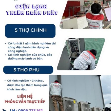 CẦN TUYỂN THỢ ĐIỆN LẠNH & PHỤ CẦN TUYỂN THỢ ĐIỆN LẠNH & PHỤ