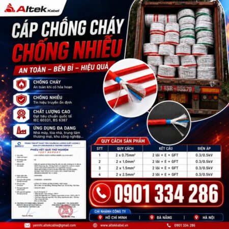 Cáp Chống Cháy Chống Nhiễu Đồng Nguyên Chất 100% ALTEK KABEL