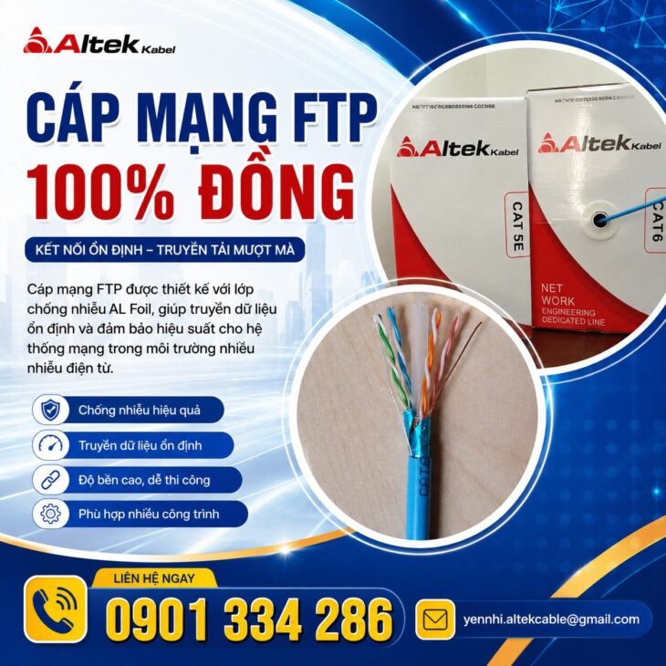 Cáp Mạng Cat5e & Cat6 FTP ALTEK KABEL | Đồng Nguyên Chất 100%, Chống Nhiễu Hiệu Quả