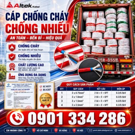 Cáp Chống Cháy Chống Nhiễu 2 Lõi ALTEK KABEL