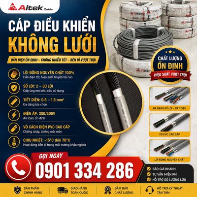 Cáp Điều Khiển ALTEK KABEL 2 Đến 30 Lõi Tiết Diện 0.5 Đến 1.5mm² Cáp Điều Khiển ALTEK KABEL 2 Đến 30 Lõi Tiết Diện 0.5 Đến 1.5mm²
